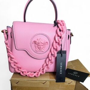 Versace Small La Medusa Grained Calfskin Baby Pink Bag | NWT Retails $2,125.00